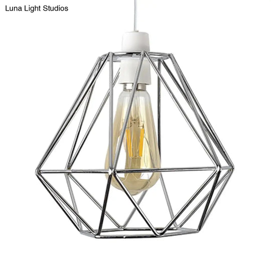 Industrial Loft Yellow/White Wire Frame Hanging Pendant Light - Modern Metal Lamp For Living Room