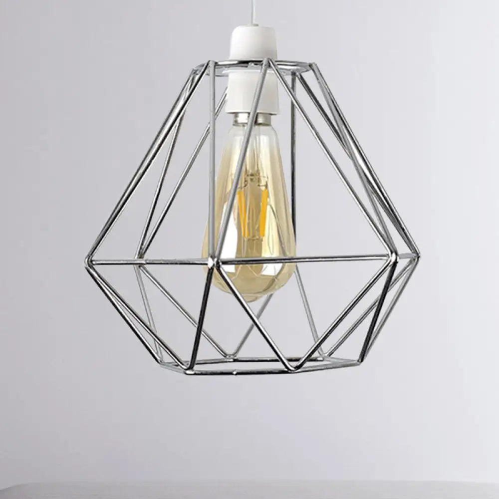 Industrial Loft Yellow/White Wire Frame Hanging Pendant Light - Modern Metal Lamp For Living Room