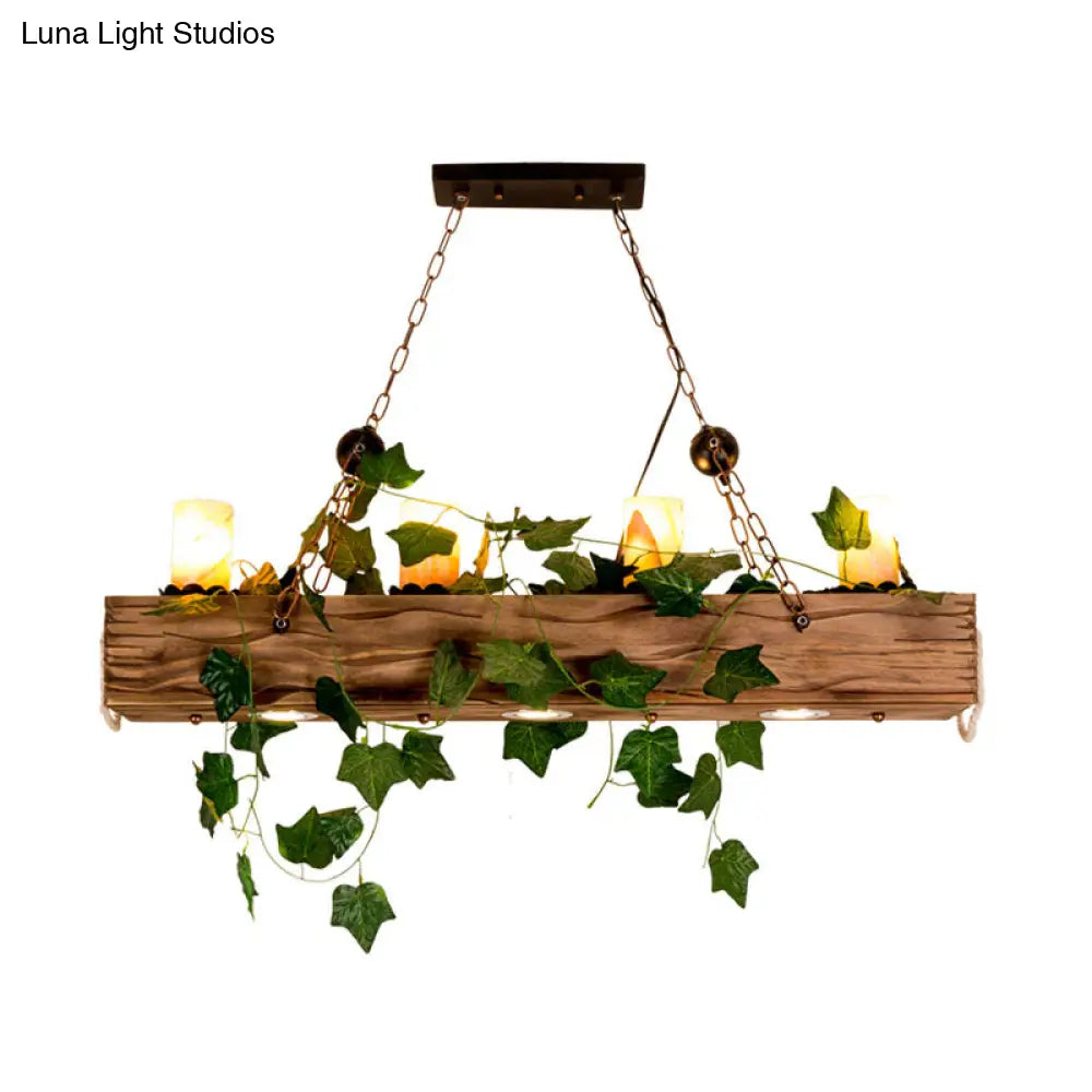 Industrial Marble Pendant Light With 4 Wood Lights For Dining Room Island