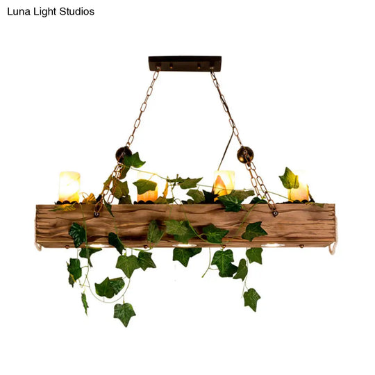 Industrial Marble Pendant Light With 4 Wood Lights For Dining Room Island