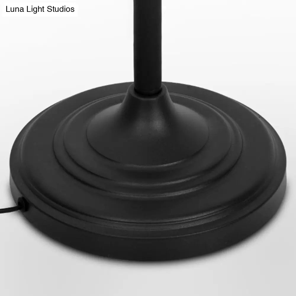 Industrial Matte Black Metal Table Lamp With Balance Arm - Single Wide Flared Reading Light