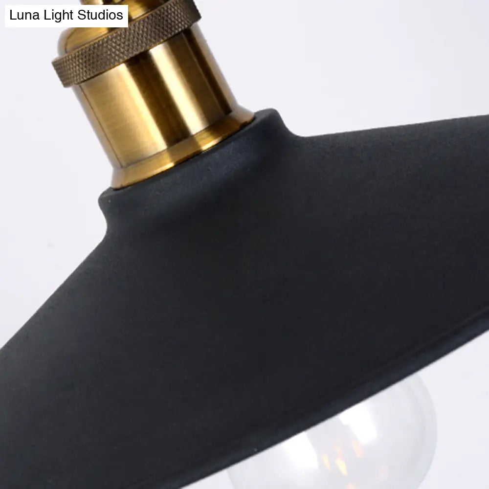 Industrial Matte Black Metal Table Lamp With Balance Arm - Single Wide Flared Reading Light