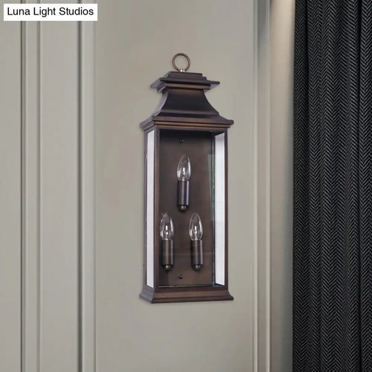 Industrial Matte Bronze Metal Wall Mounted Candle Light Fixture - 3 Bulbs Perfect For Living Room