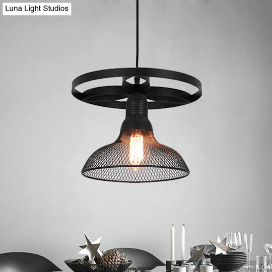 Mesh Domed Metal Pendant Lamp - Industrial Stylish Hanging Light Fixture