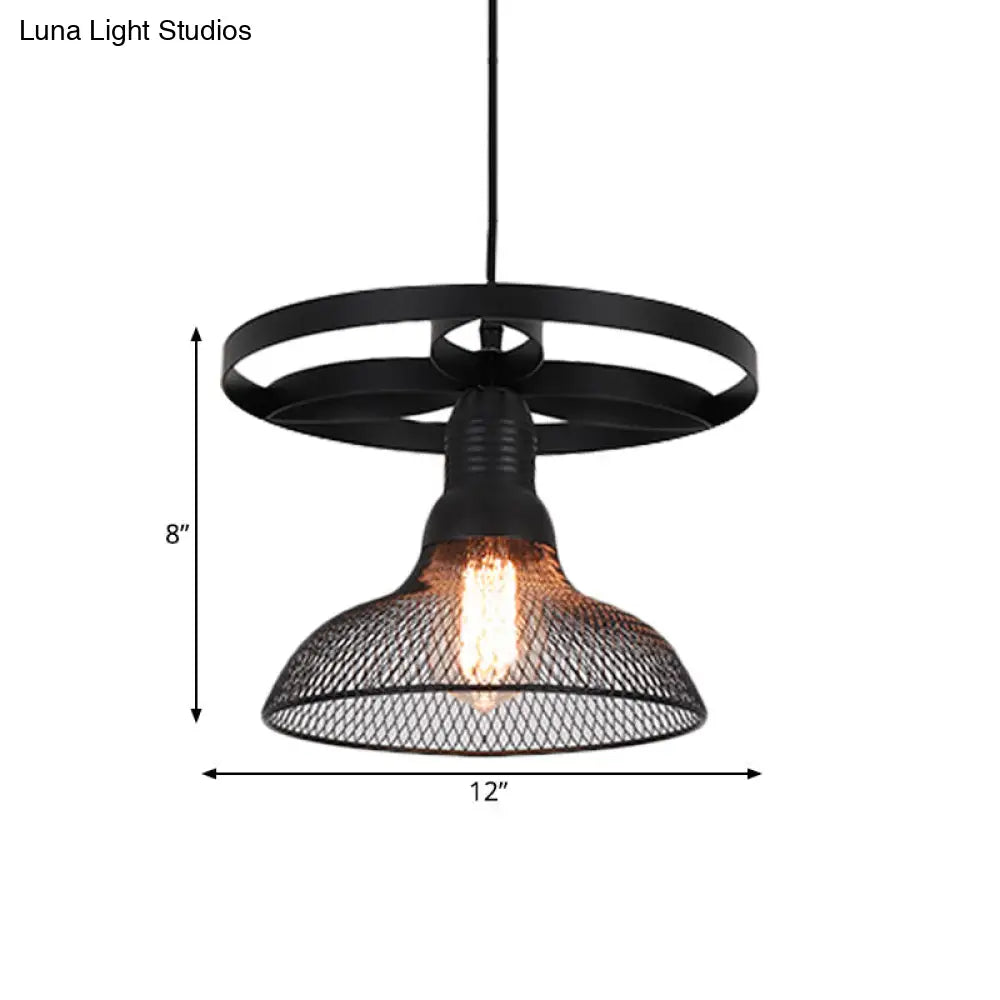 Mesh Domed Metal Pendant Lamp - Industrial Stylish Hanging Light Fixture