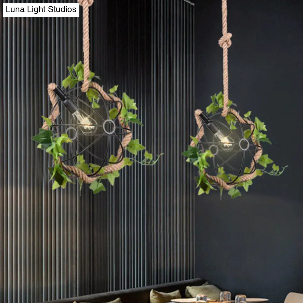 Industrial Metal 1-Light Black Led Hanging Ceiling Light - Global Restaurant Down Lighting