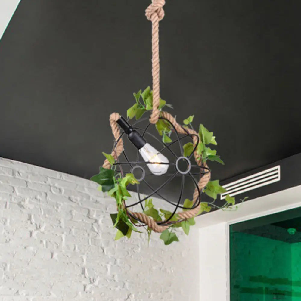 Industrial Metal 1-Light Black Led Hanging Ceiling Light - Global Restaurant Down Lighting