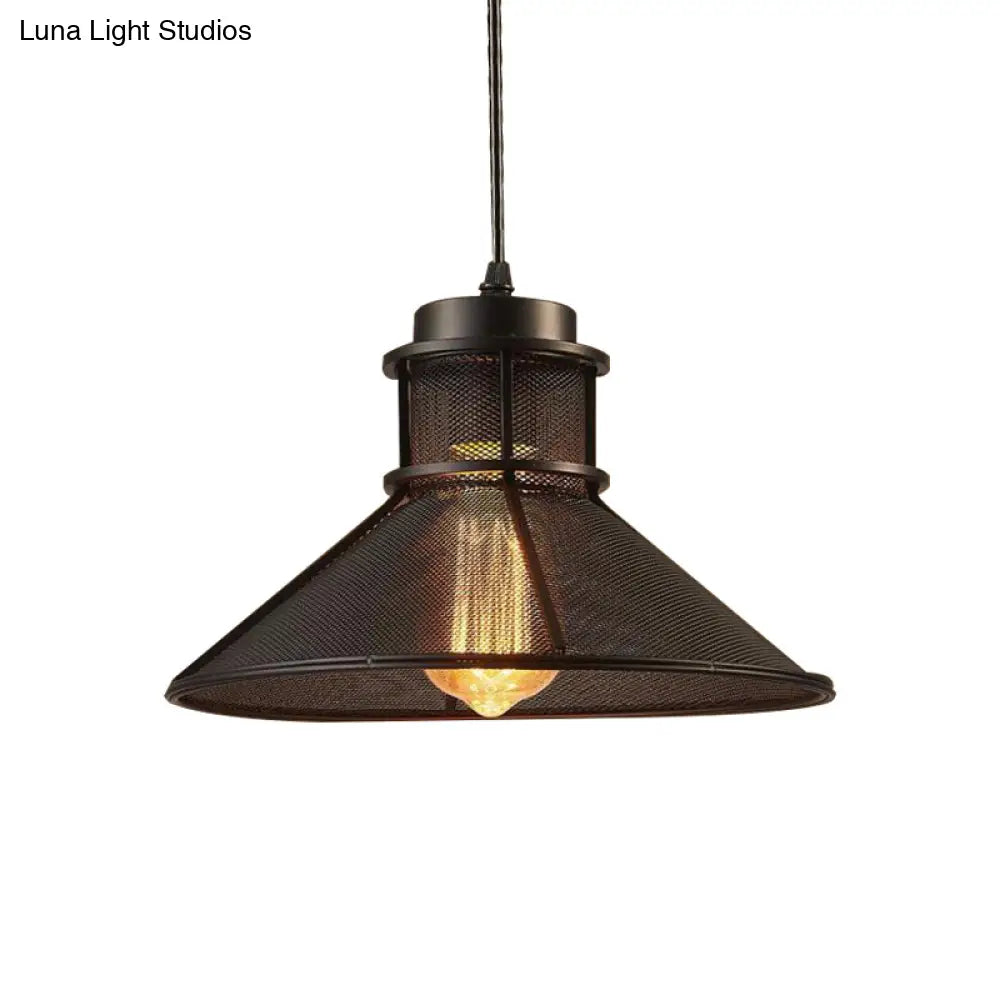 Industrial Metal 1-Light Black Pendant Hanging Light Kit For Dining Room