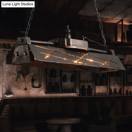 Industrial Metal 4-Light Suspension Lamp With Hollow-Out Design For Dining Room Island