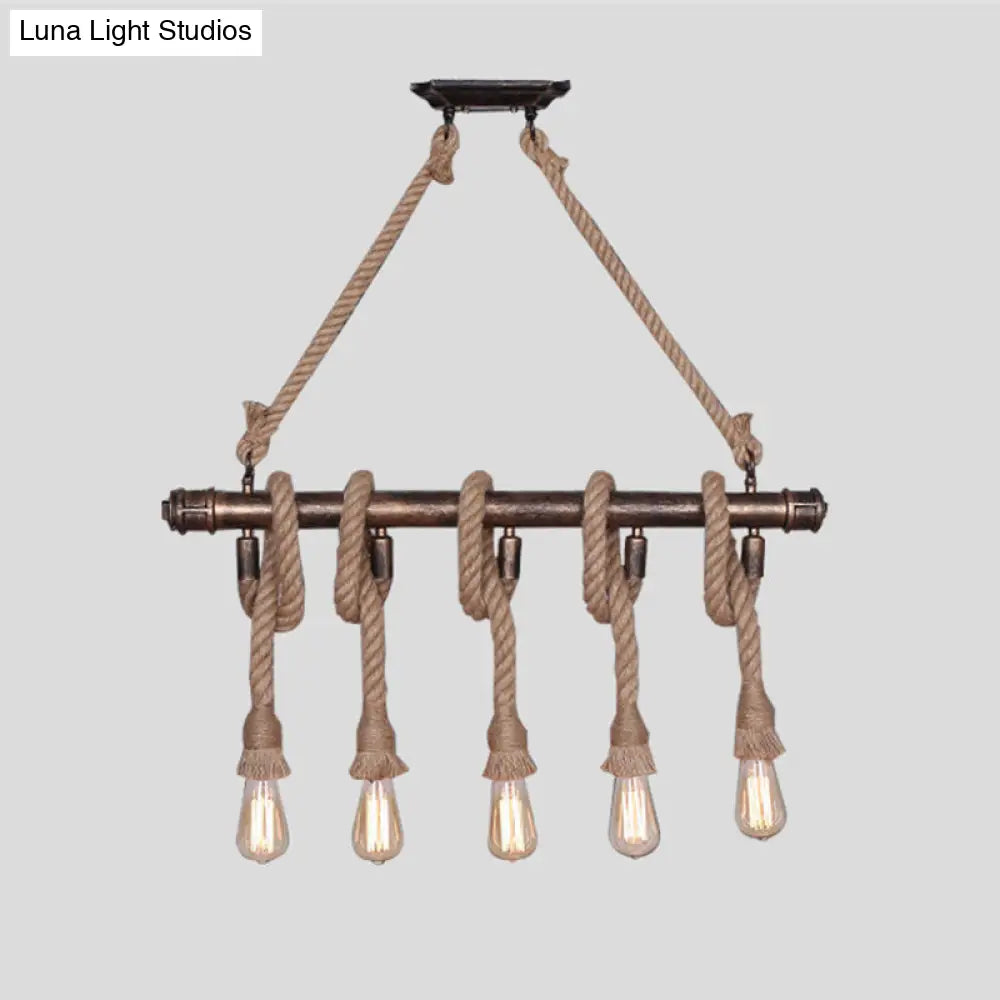 Industrial Metal Beige Chandelier Lighting Fixture For Linear Restaurant Island