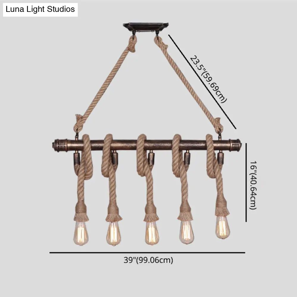 Industrial Metal Beige Chandelier Lighting Fixture For Linear Restaurant Island