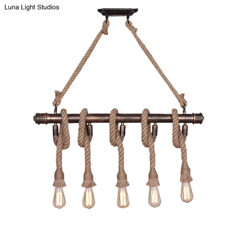 Industrial Metal Beige Chandelier Lighting Fixture For Linear Restaurant Island