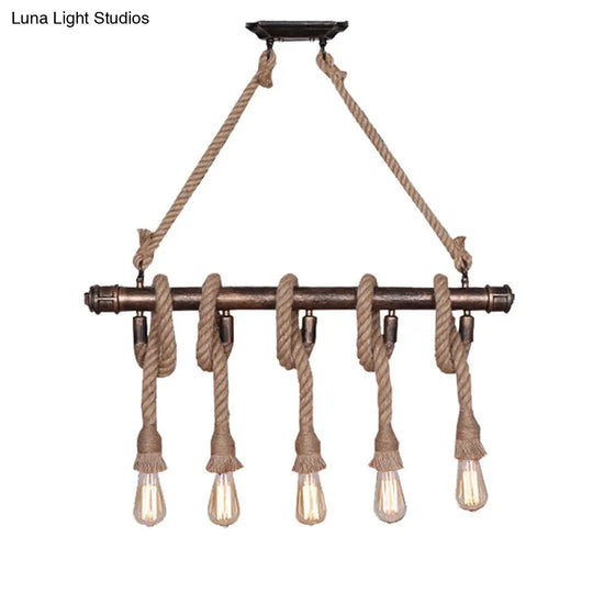 Industrial Metal Beige Chandelier Lighting Fixture For Linear Restaurant Island