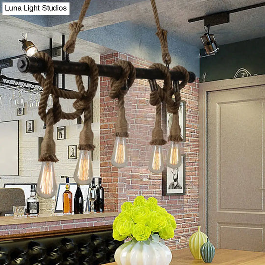 Industrial Metal Beige Chandelier Lighting Fixture For Linear Restaurant Island