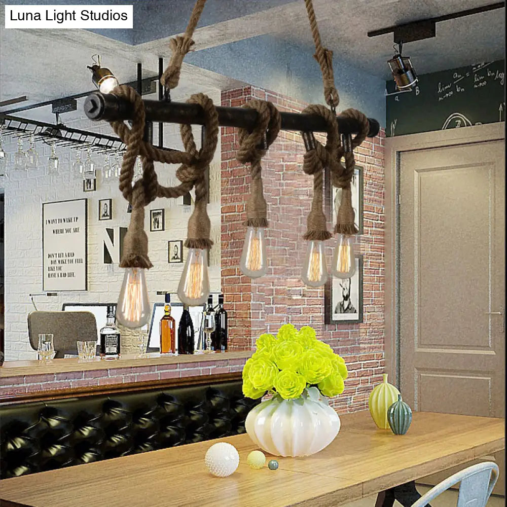 Industrial Metal Beige Chandelier Lighting Fixture For Linear Restaurant Island