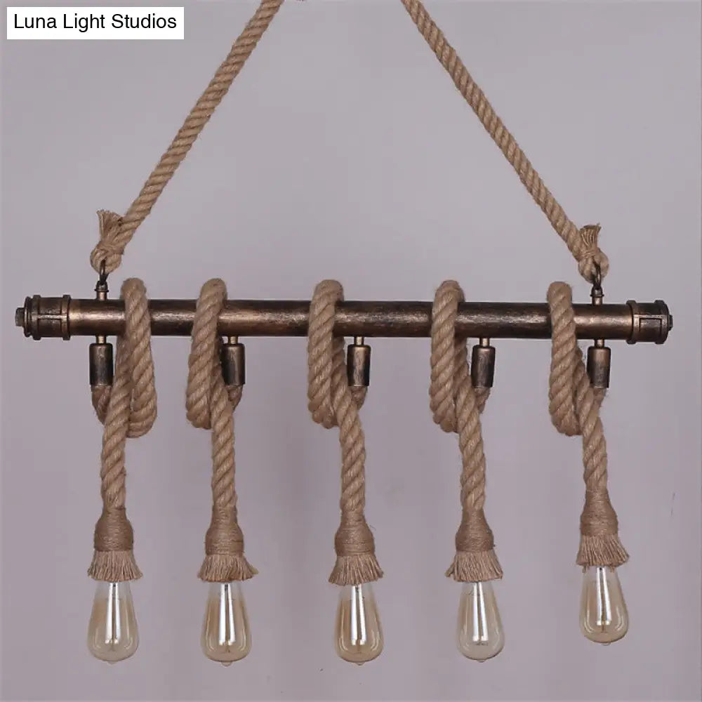 Industrial Metal Beige Chandelier Lighting Fixture For Linear Restaurant Island