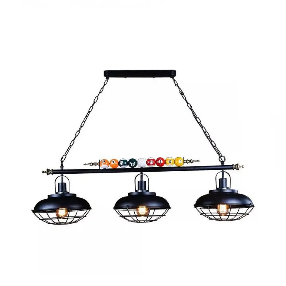 Industrial Metal Billiards Island Light For Restaurants With Bowl Shade 3 / Black