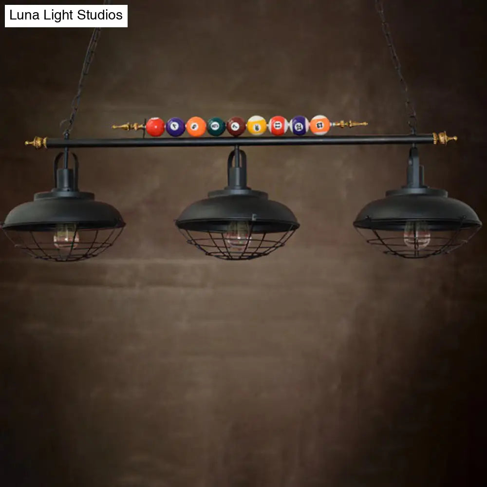 Industrial Metal Billiards Island Light For Restaurants With Bowl Shade