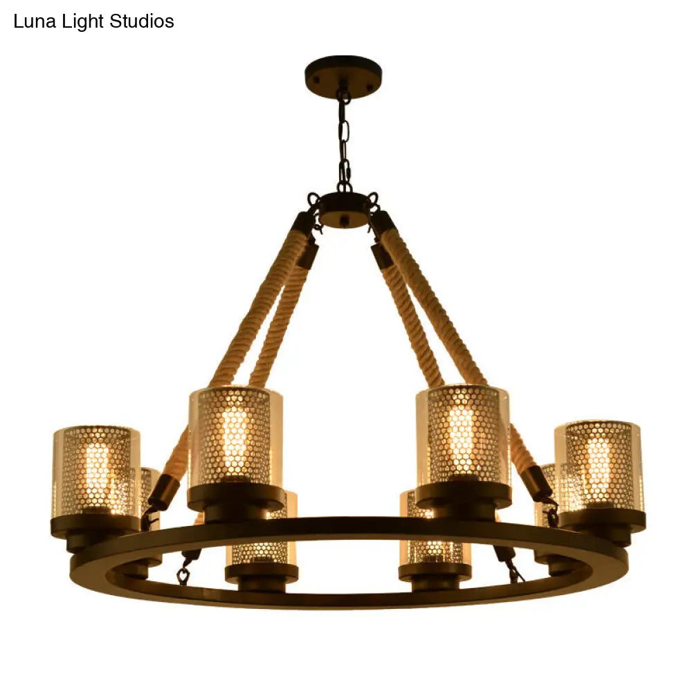 Industrial-Style Metal Black Chandelier Pendant Ceiling Lamp - 6/8 Lights Ideal For Restaurants