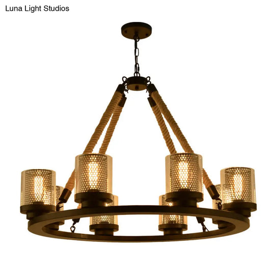 Industrial-Style Metal Black Chandelier Pendant Ceiling Lamp - 6/8 Lights Ideal For Restaurants