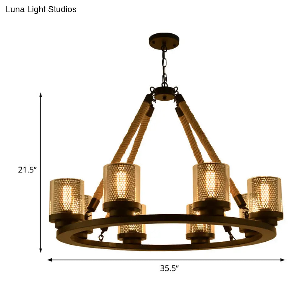 Industrial-Style Metal Black Chandelier Pendant Ceiling Lamp - 6/8 Lights Ideal For Restaurants