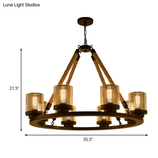 Industrial-Style Metal Black Chandelier Pendant Ceiling Lamp - 6/8 Lights Ideal For Restaurants