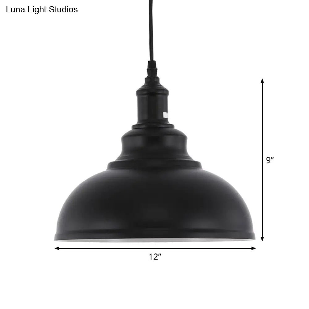 Industrial Metal Black Hanging Light Fixture Bowl Pendant Lamp Ceiling With Plug-In Cord