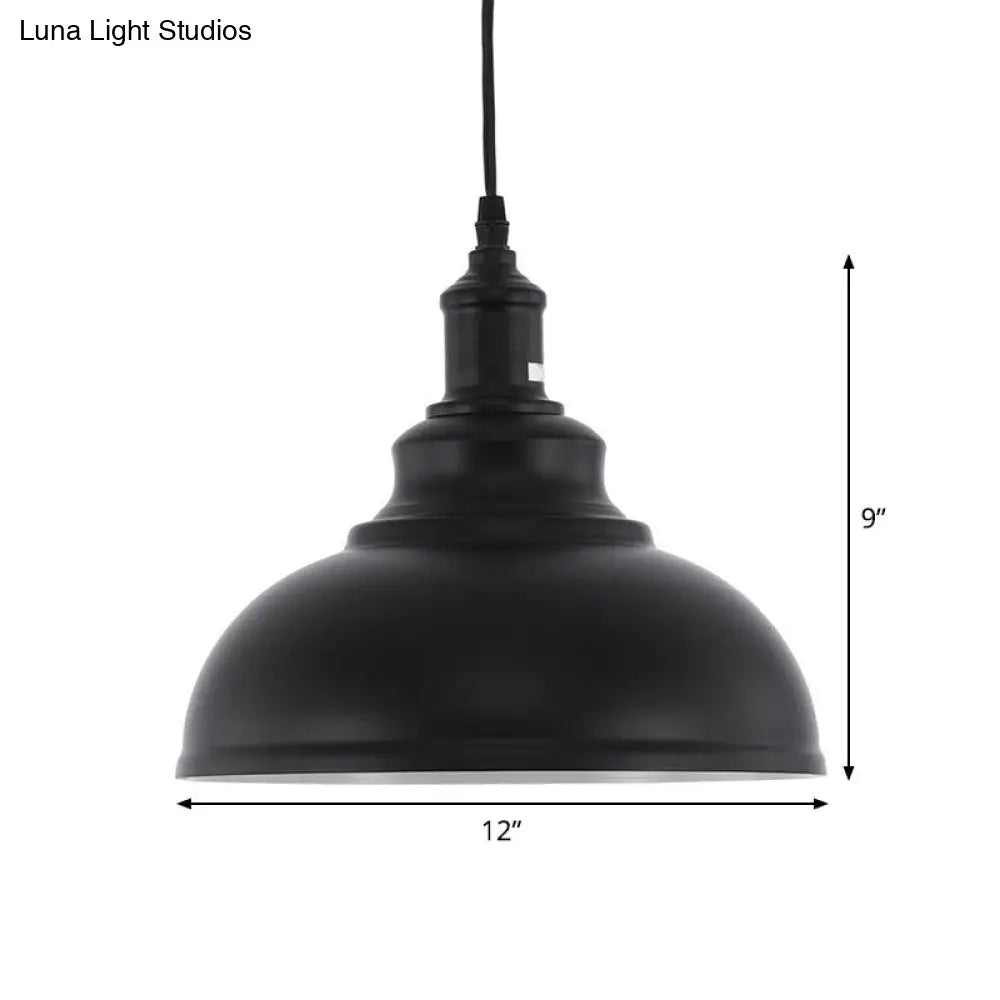 Industrial Metal Black Hanging Light Fixture - 1 Head Ceiling Pendant Lamp With Plug-In Cord