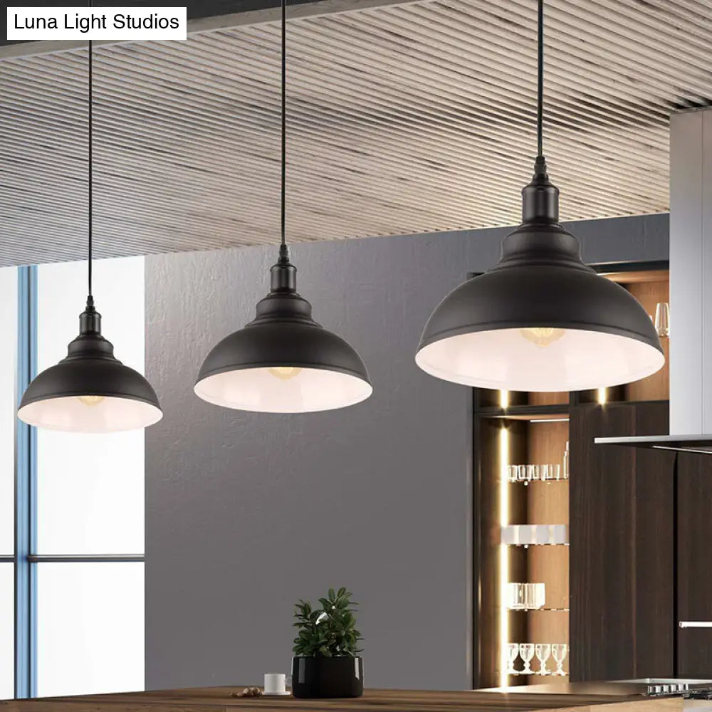Industrial Metal Black Hanging Light Fixture - 1 Head Ceiling Pendant Lamp With Plug-In Cord