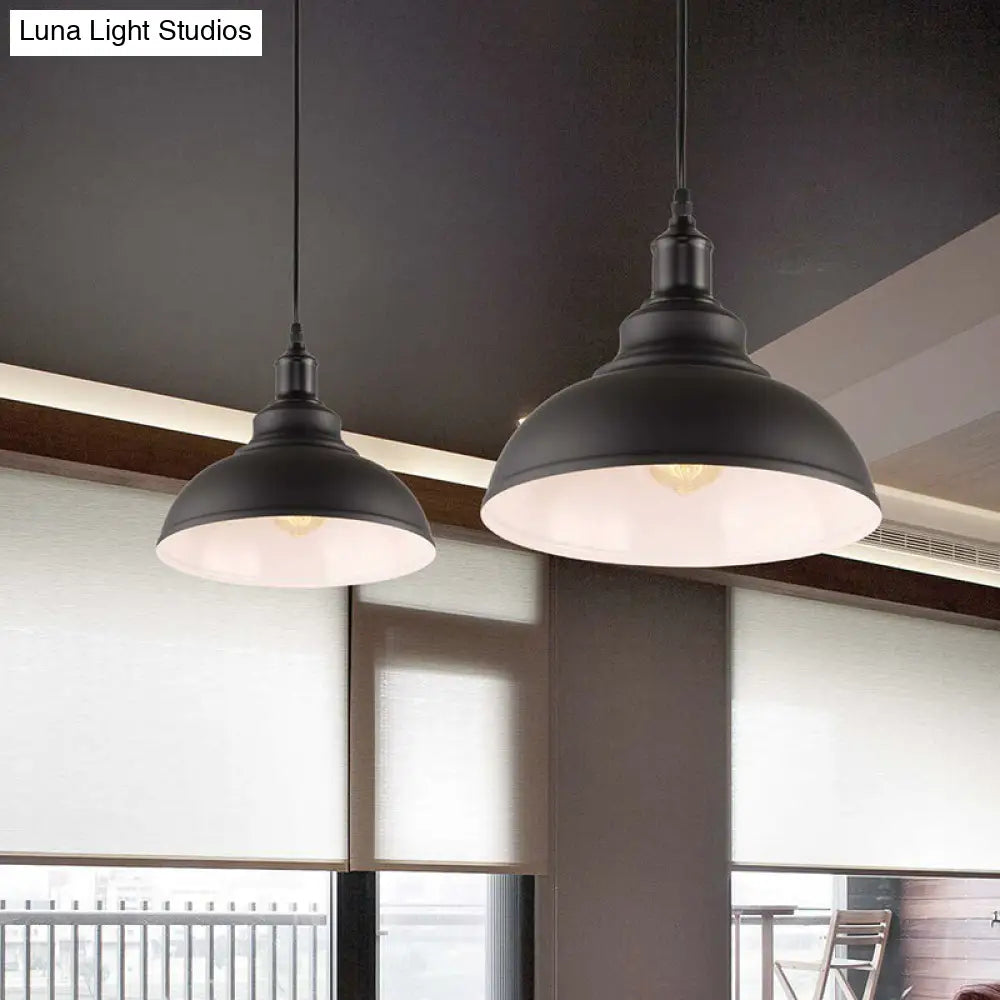 Industrial Metal Black Hanging Light Fixture - 1 Head Ceiling Pendant Lamp With Plug-In Cord