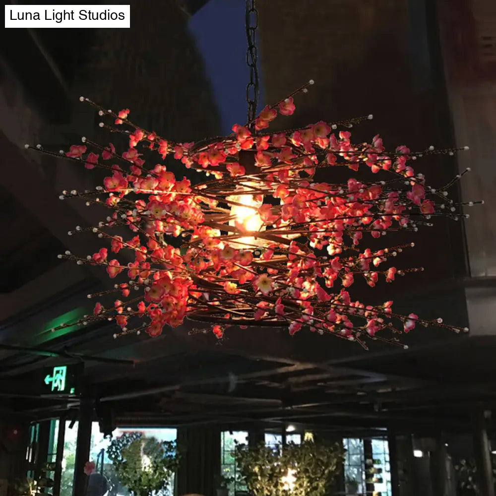 Metal Black Pendant Plum Blossom Led Hanging Lamp - Down Lighting 1 Head Industrial Style For