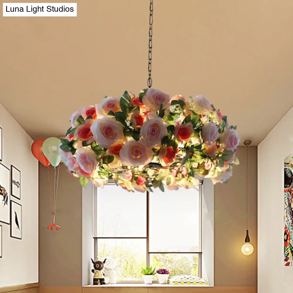 Industrial Metal Black Sputnik Pendant Chandelier: 5-Head Living Room Hanging Light Fixture With