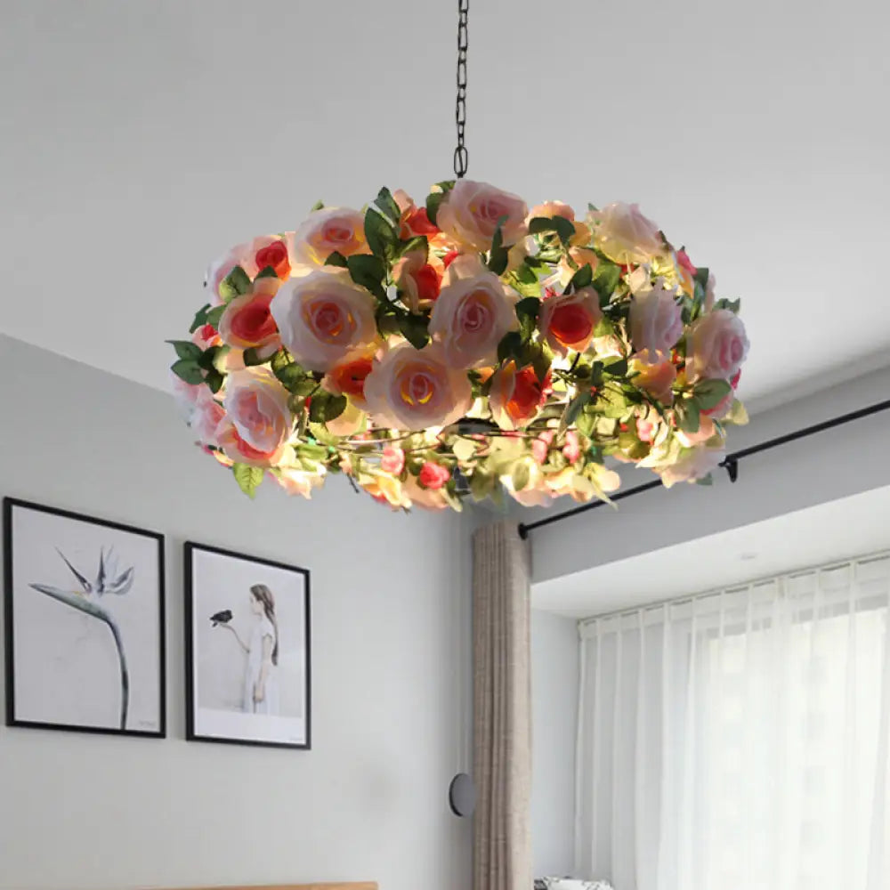 Industrial Metal Black Sputnik Pendant Chandelier: 5-Head Living Room Hanging Light Fixture With