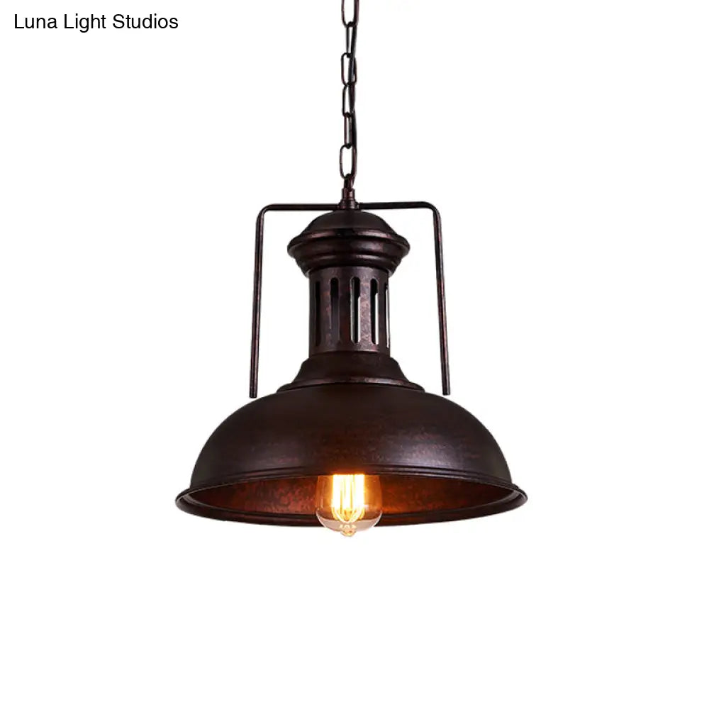 Industrial Metal Bowl Ceiling Lamp - Factory Style 1 Bulb Pendant Light 12.5’/16.5’ Width