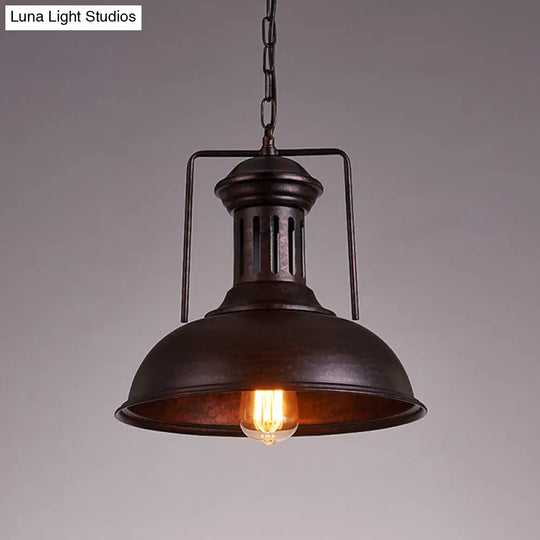 Industrial Metal Bowl Ceiling Lamp - Factory Style 1 Bulb Pendant Light 12.5’/16.5’ Width