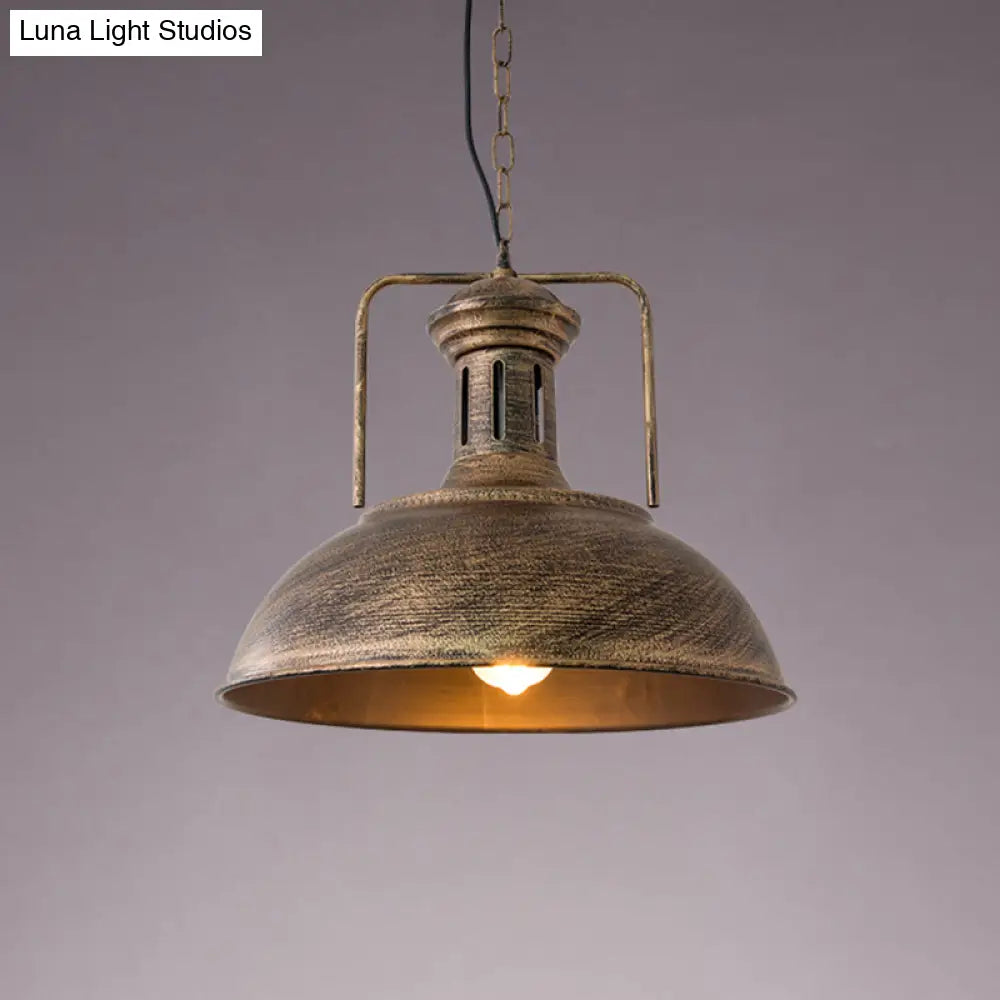 Industrial Metal Bowl Ceiling Lamp - Factory Style 1 Bulb Pendant Light 12.5’/16.5’ Width