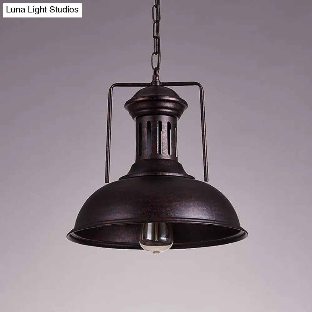 Industrial Metal Bowl Ceiling Lamp - Factory Style 1 Bulb Pendant Light 12.5’/16.5’ Width