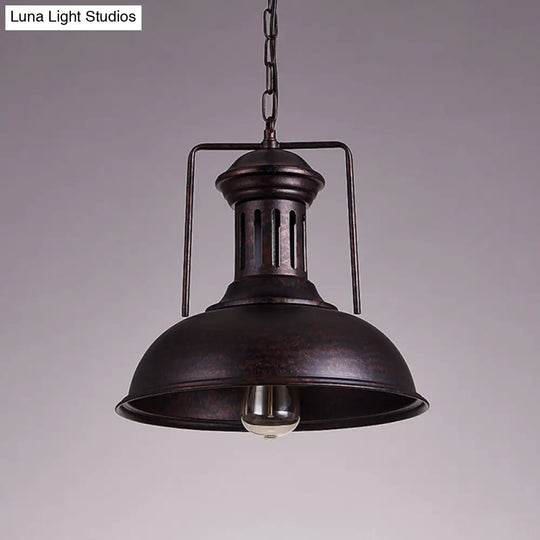 Industrial Metal Bowl Ceiling Lamp - Factory Style 1 Bulb Pendant Light 12.5’/16.5’ Width