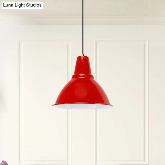 Industrial Metal Ceiling Fixture - Stylish Dome Shade Hanging Light In Red/Yellow