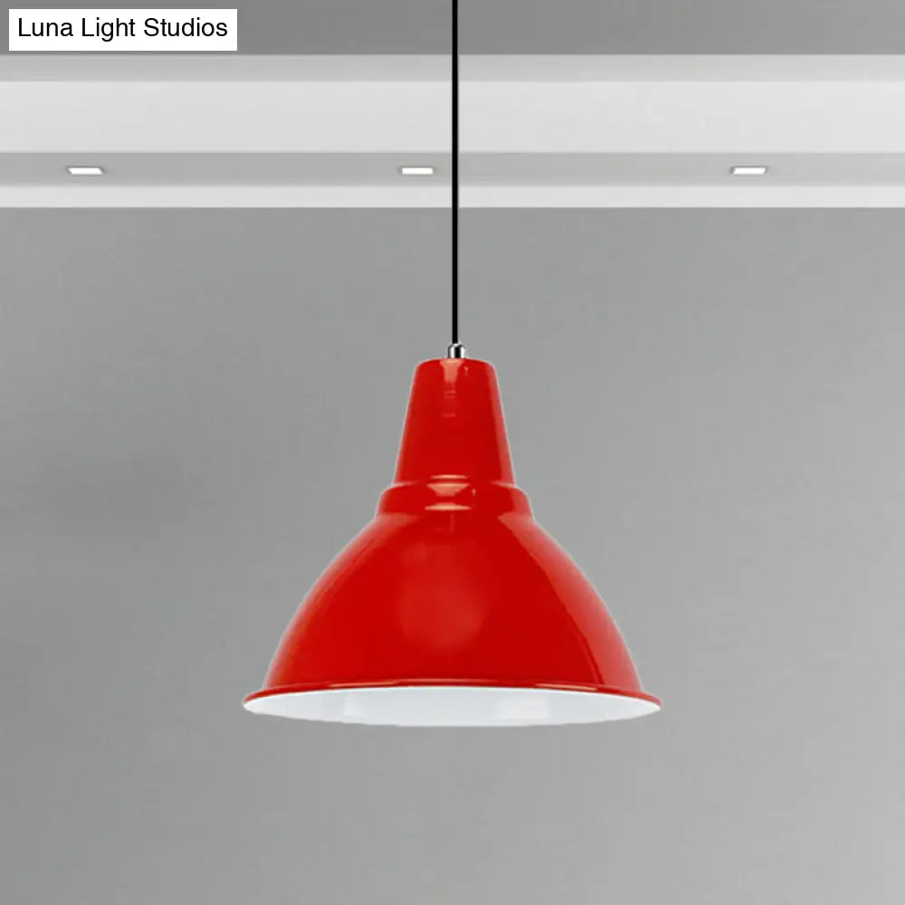 Industrial Metal Ceiling Fixture - Stylish Dome Shade Hanging Light In Red/Yellow