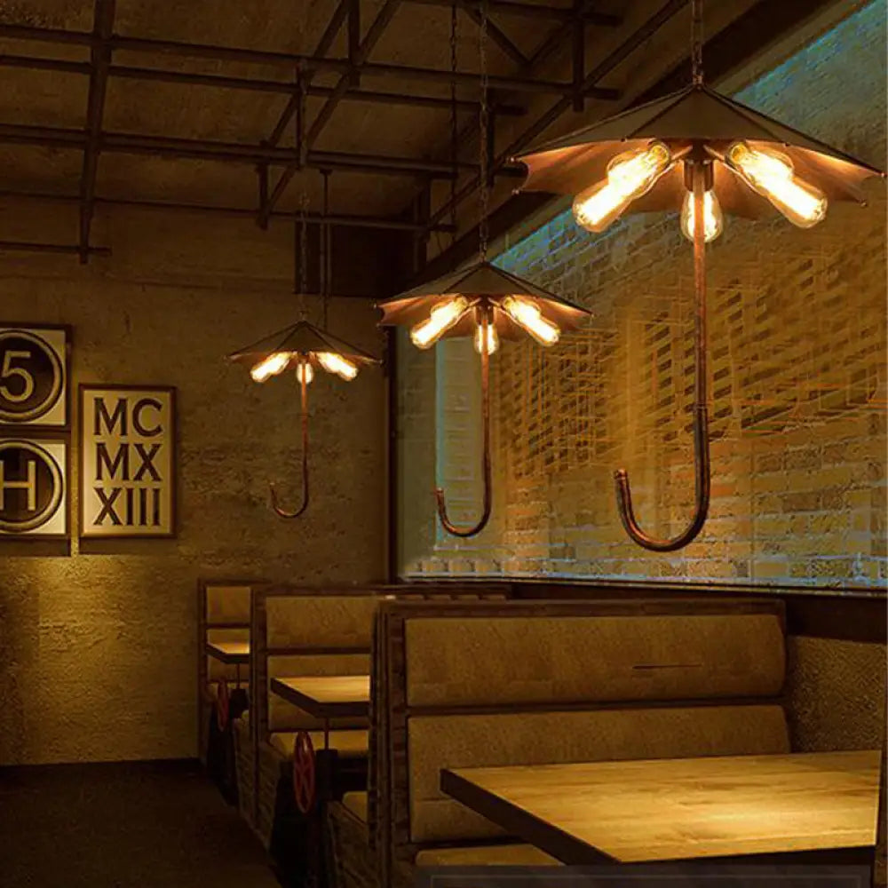 Industrial Metal Ceiling Pendant Chandelier - Rustic 5-Light Hanging Fixture For Restaurants Rust