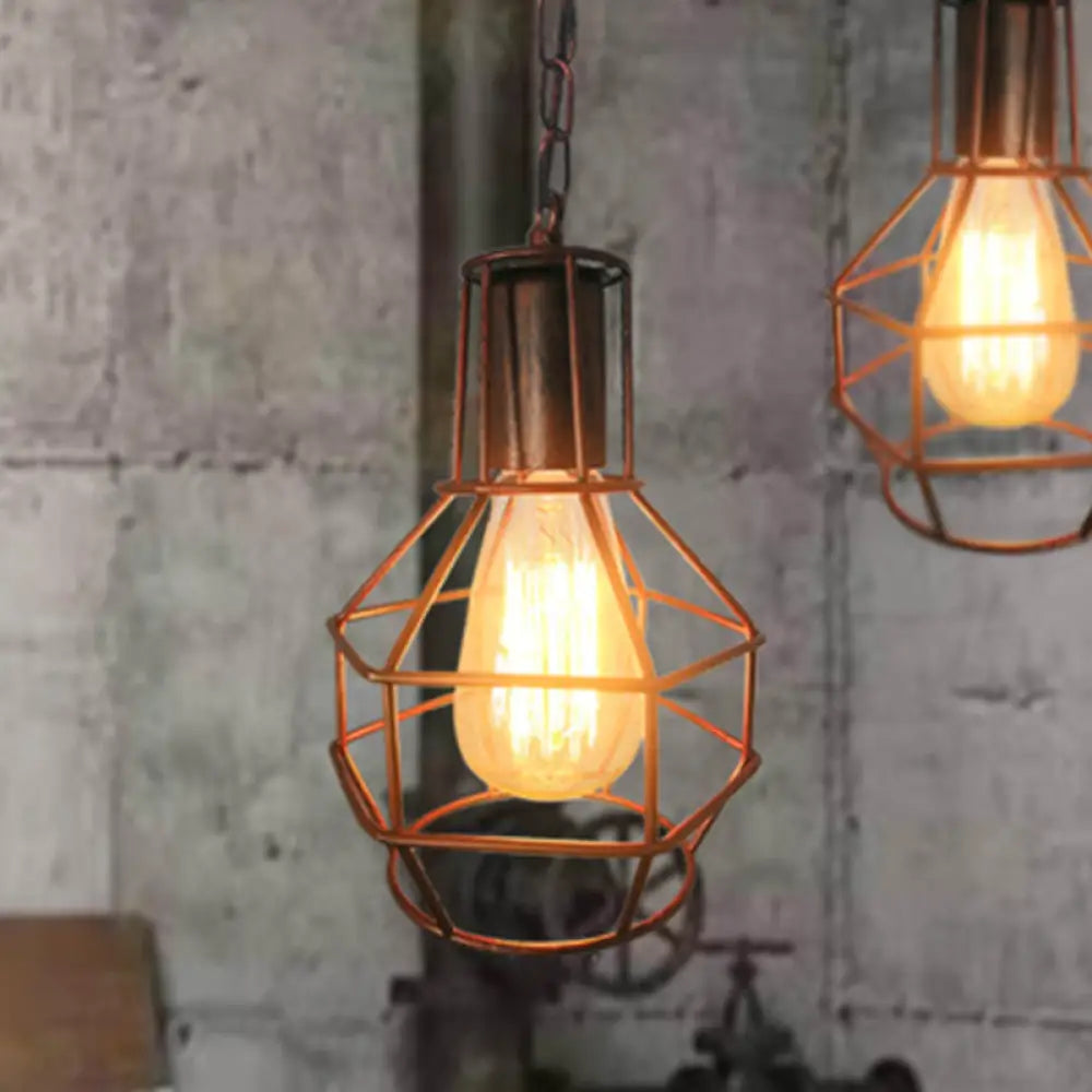 Industrial Metal Ceiling Pendant Light - Rust/Black Living Room Rust