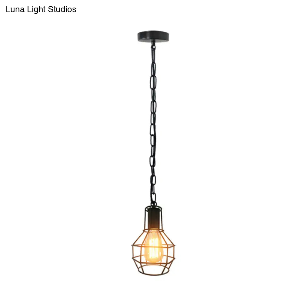 Industrial Metal Ceiling Pendant Light - Rust/Black Living Room