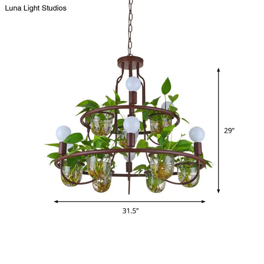 Industrial Metal Chandelier 4/7/10-Bulb Led Hanging Lamp In Coffee Perfect For Living Room