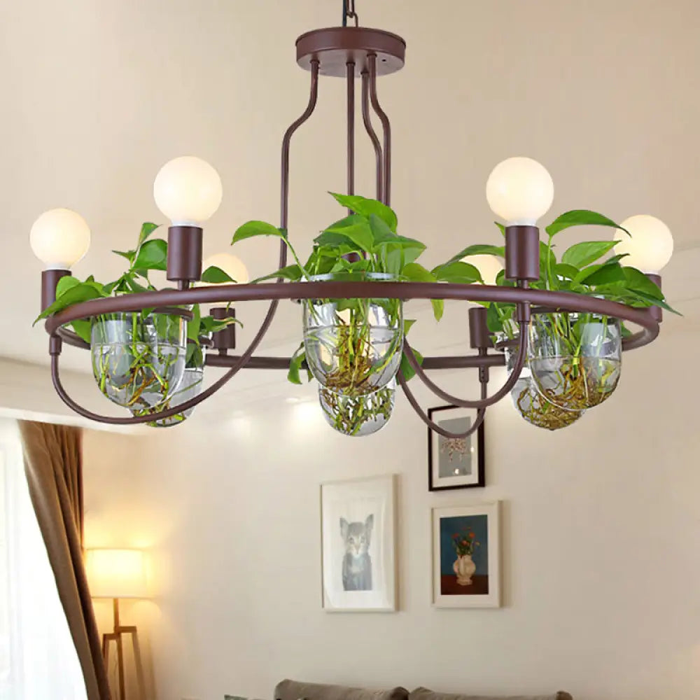 Industrial Metal Chandelier 4/7/10-Bulb Led Hanging Lamp In Coffee Perfect For Living Room 7 /