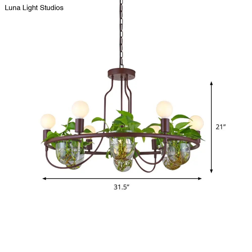 Industrial Metal Chandelier 4/7/10-Bulb Led Hanging Lamp In Coffee Perfect For Living Room