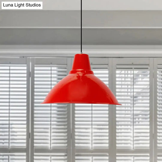 Industrial Metal Pendant Lamp - Bowl Shade Coffee Shop Ceiling Light (1-Light Red/Yellow)