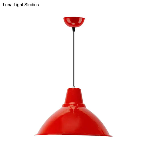 Industrial Metal Pendant Lamp - Bowl Shade Coffee Shop Ceiling Light (1-Light Red/Yellow)