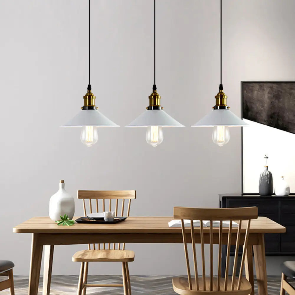 Industrial Metal Cone Pendant Light With Green/Grey Shade For Restaurants - 1-Light Hanging Lamp