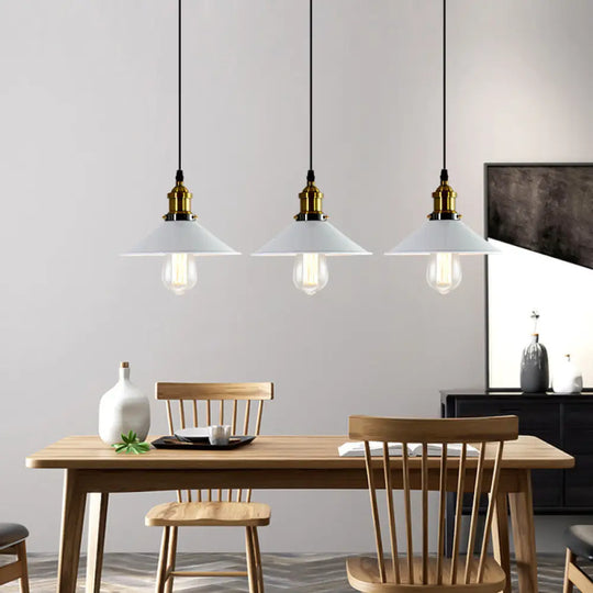Industrial Metal Cone Pendant Light With Green/Grey Shade For Restaurants - 1-Light Hanging Lamp